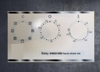 (image for) Balay 3HB2010B0 compatible oven fascia sticker set.