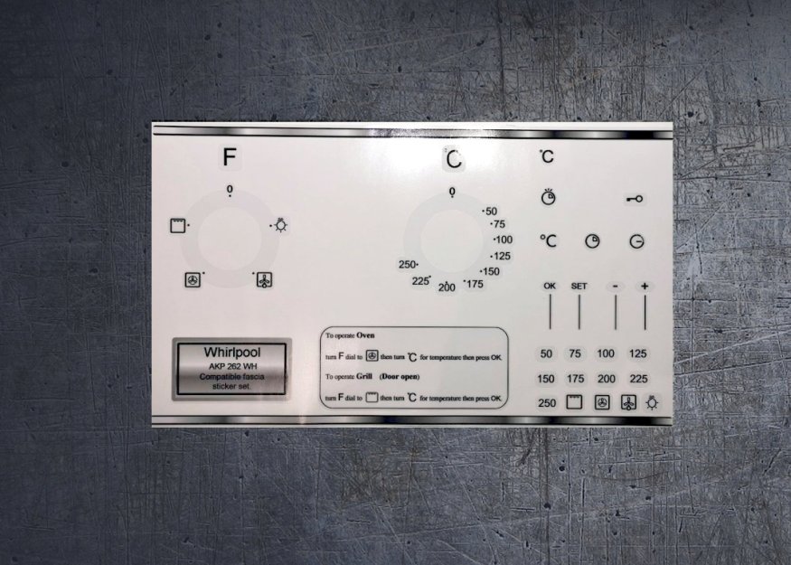 (image for) Whirlpool AKP262 WH compatible panel fascia sticker set. - Click Image to Close