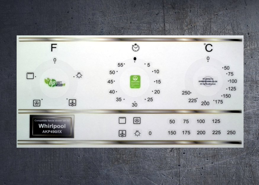 (image for) Whirlpool AKP 490/IX compatible panel fascia sticker set. - Click Image to Close