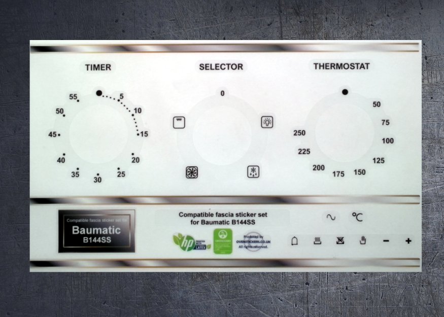 (image for) Baumatic B144SS & B180 Compatible fascia sticker set. - Click Image to Close