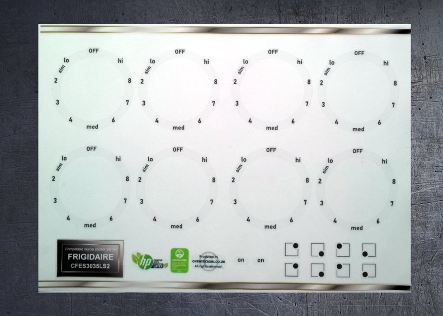 (image for) Frigidaire CFES3035LS2 plus others with 50mm dial, compatible fascia stickers. - Click Image to Close