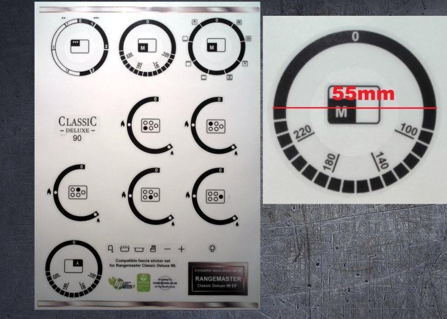 (image for) Rangemaster Classic deluxe 90 dual fuel compatible fascia sticker set. - Click Image to Close