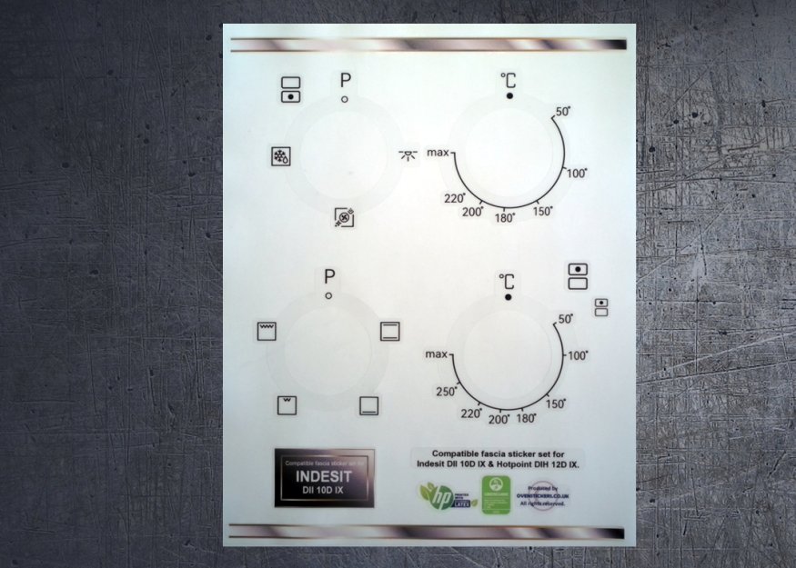(image for) Hotpoint DIH 12D IX & Indesit DII 10D IX Compatible fascia sticker set. - Click Image to Close
