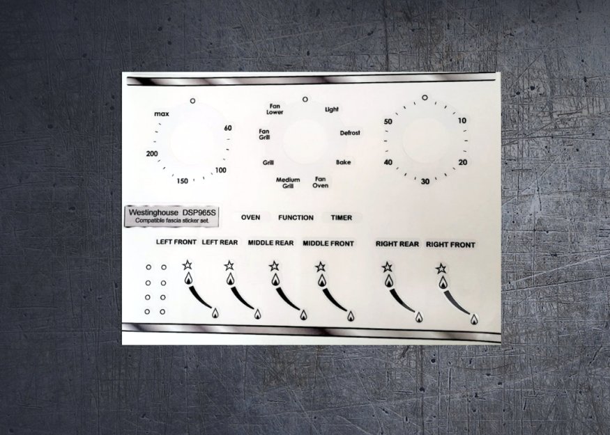 (image for) Westinghouse DSP965S compatible panel fascia sticker set. - Click Image to Close