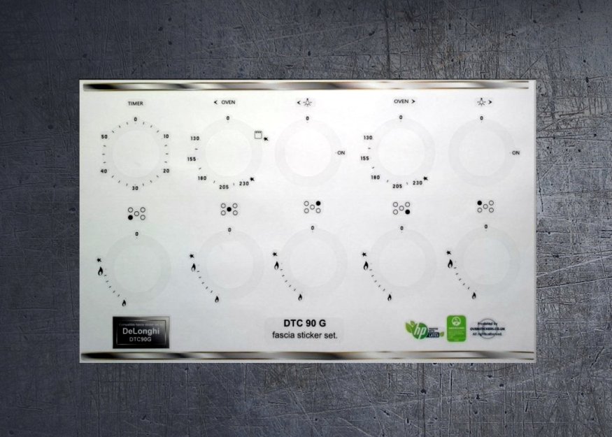 (image for) Delonghi DTC90G compatible front panel fascia sticker set. - Click Image to Close