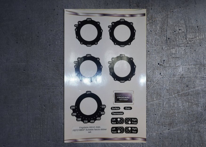 (image for) Frigidaire FEF316BSF compatible fascia sticker set. - Click Image to Close