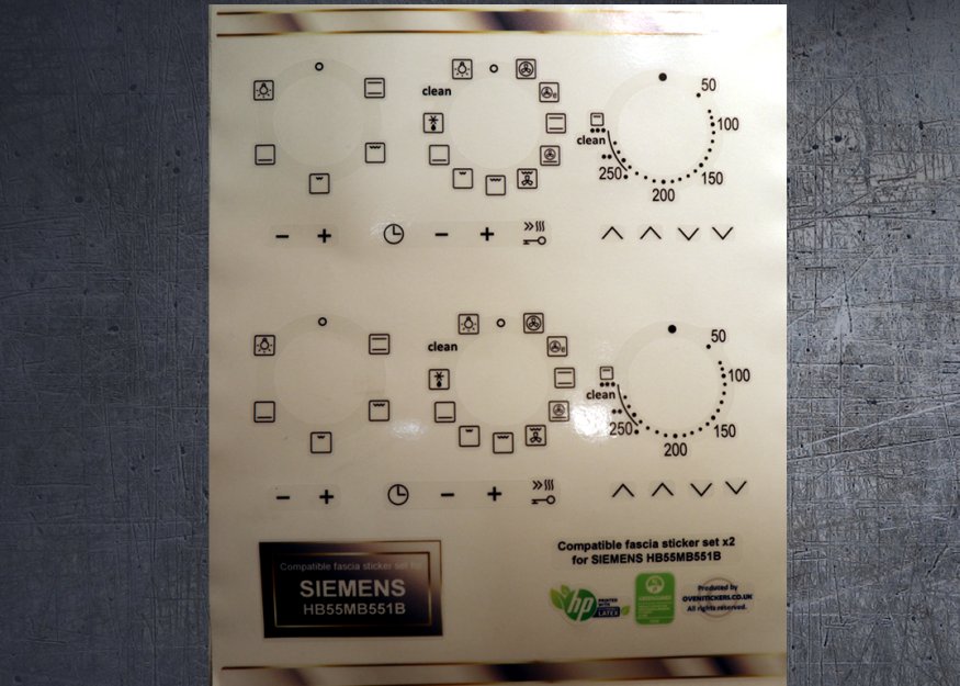 (image for) Siemens HB55MB551B Compatible fascia sticker set x2 - Click Image to Close