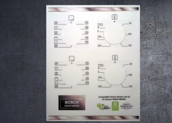 (image for) Bosch HBA574BSOA Compatible fascia oven stickers x2.