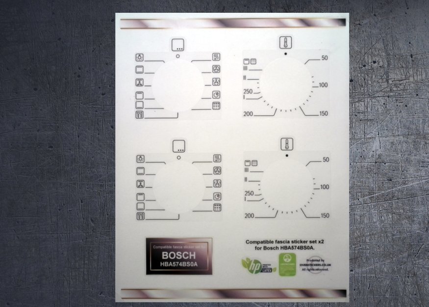 (image for) Bosch HBA574BSOA Compatible fascia oven stickers x2. - Click Image to Close