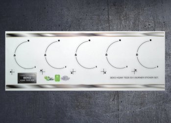 (image for) Beko HQAW 75225 SX compatible 5 burner hob sticker set.