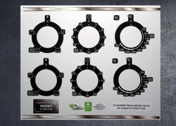 (image for) Indesit IO 232H X/B Compatible fascia sticker set x2.