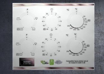 (image for) Indesit IO 232H X/B Compatible fascia sticker set x2.
