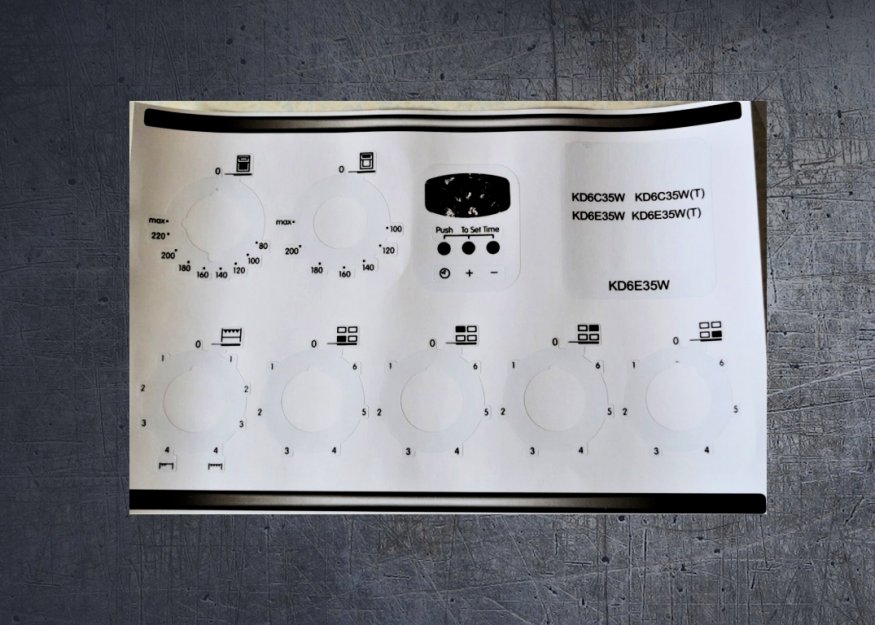 (image for) Hotpoint KD6E35W compatible panel fascia sticker set. - Click Image to Close