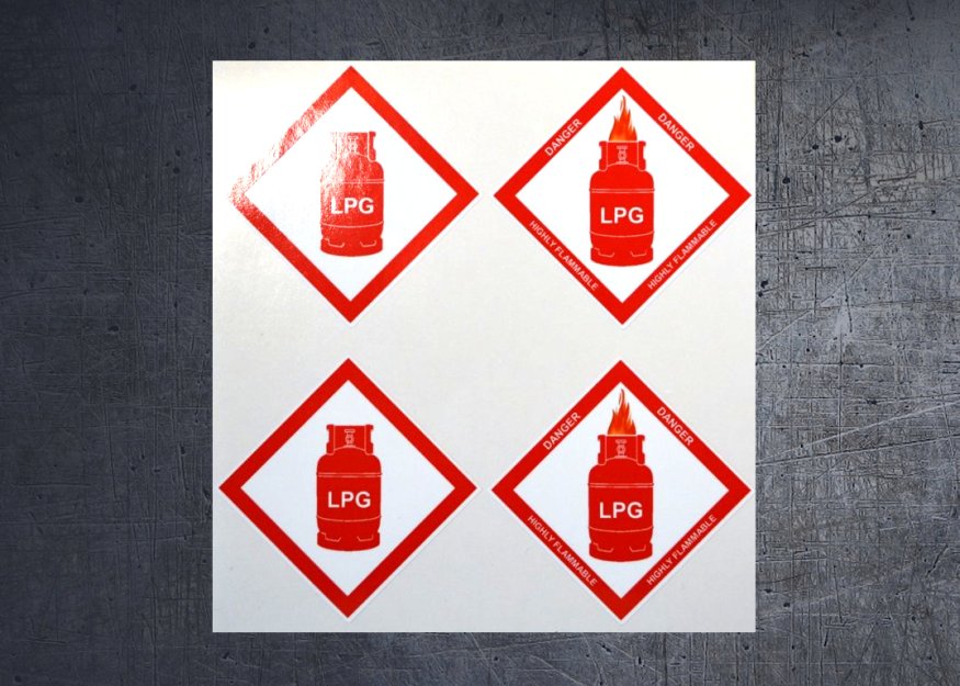 (image for) LPG safety stickers for Caravans, Motorhomes, Boats, Storage etc. - Click Image to Close