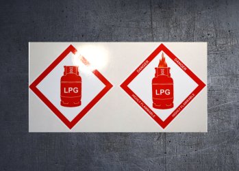 (image for) LPG safety stickers for Caravans, Motorhomes, Boats, Storage etc.