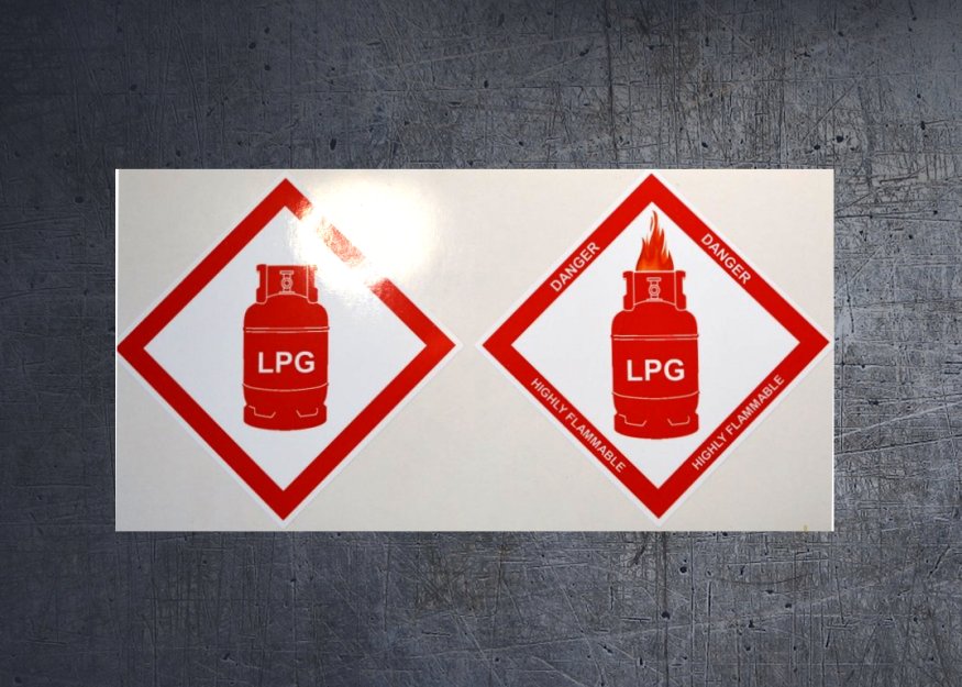 (image for) LPG safety stickers for Caravans, Motorhomes, Boats, Storage etc. - Click Image to Close