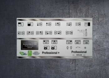 (image for) Rangemaster Professional + & deluxe compatible panel fascia sticker set.