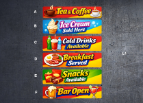 (image for) L1 Rectangle catering stickers, various types.