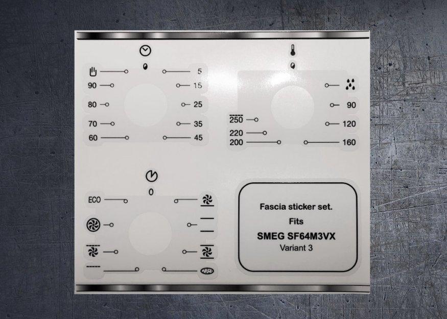 (image for) Smeg SF64M3VX compatible fascia sticker set. - Click Image to Close