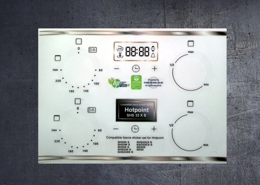 (image for) Hotpoint SHS33X Compatible fascia sticker set x 2. - Click Image to Close