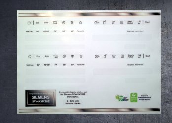 (image for) Siemens SPV4XMX28E Dishwasher compatible fascia sticker set x2.
