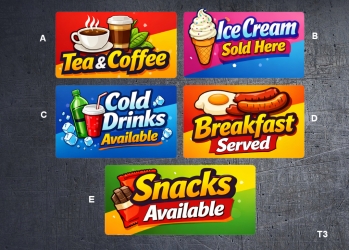 (image for) T3 catering stickers, various types. Latex