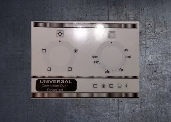 (image for) Universal convection oven compatible panel fascia sticker set.
