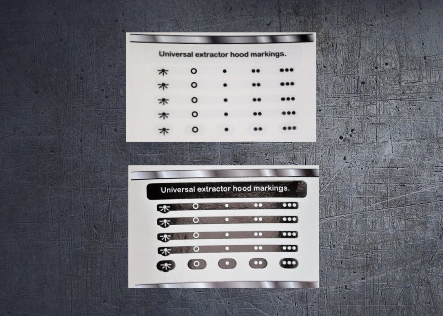 (image for) Universal extractor fan sticker markings, fits many. - Click Image to Close