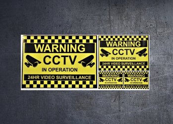 (image for) WARNING CCTV 24HR SURVEILLANCE Vinyl sticker set.