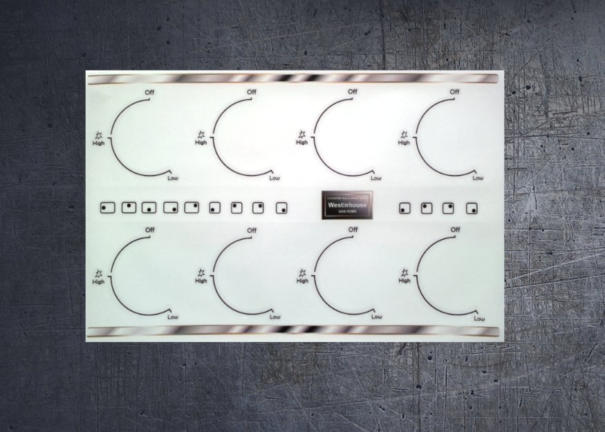 (image for) Westinghouse gas hob 4 & 5 burner compatible fascia sticker set. - Click Image to Close
