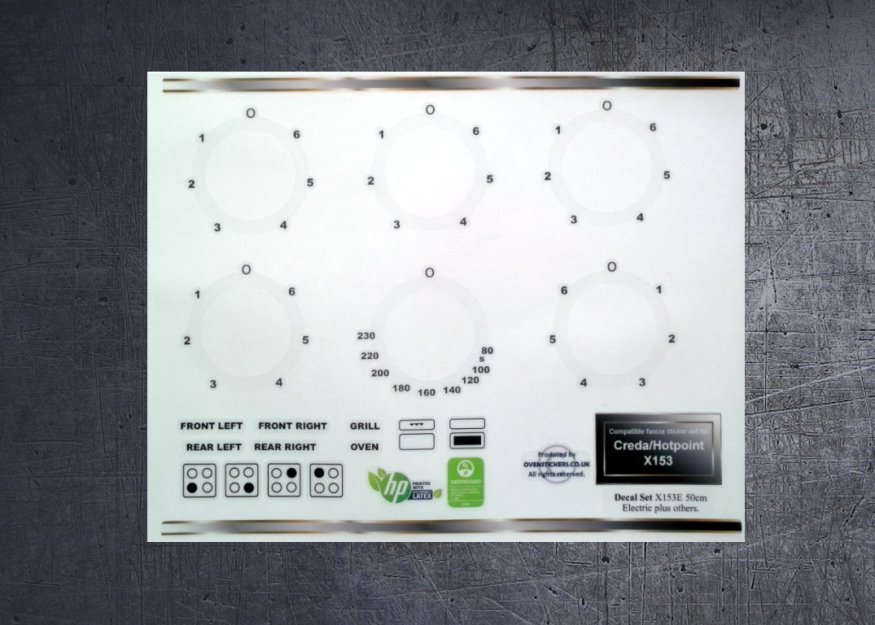 (image for) Creda Hotpoint X153E compatible sticker set. - Click Image to Close