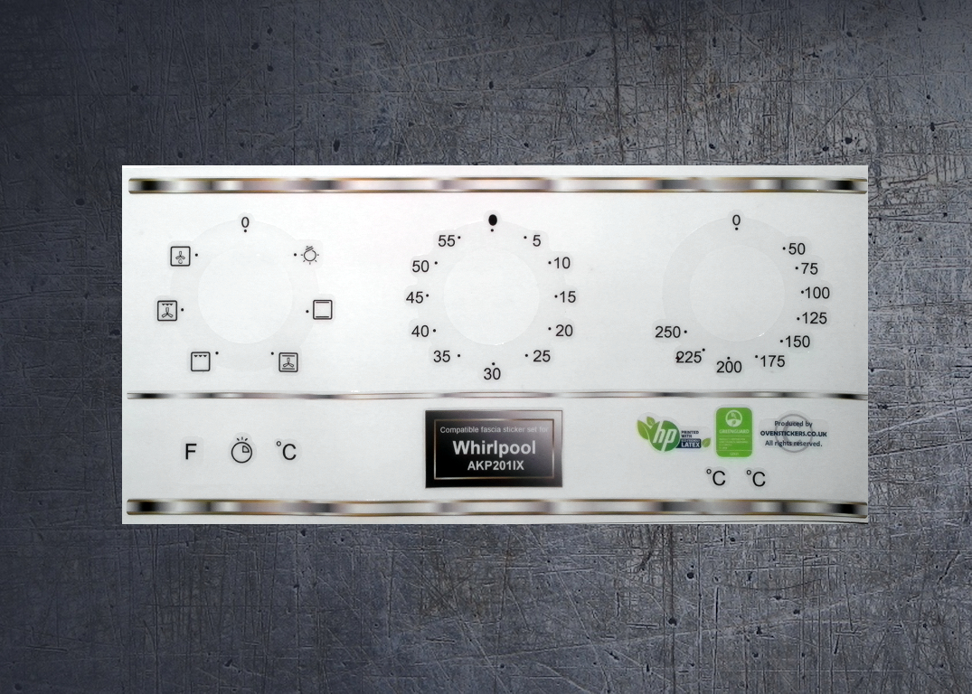 Whirlpool AKP 201 IX oven compatible panel fascia sticker set. Whirlpool AKP 201 IX oven compatible panel fascia sticker set.